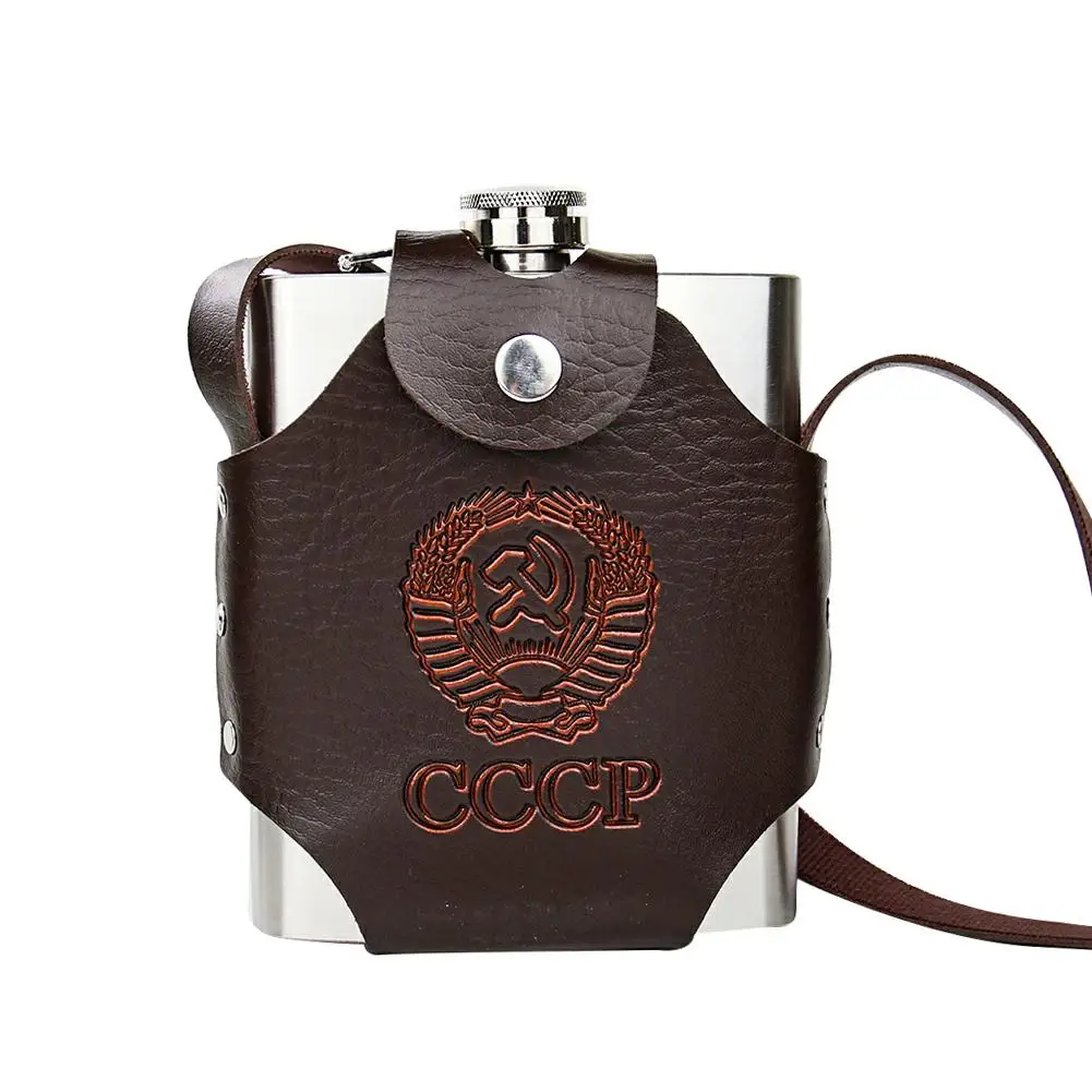 Плотная фляжка CCCP с ремешком портативная плоская из нержавеющей стали уличная