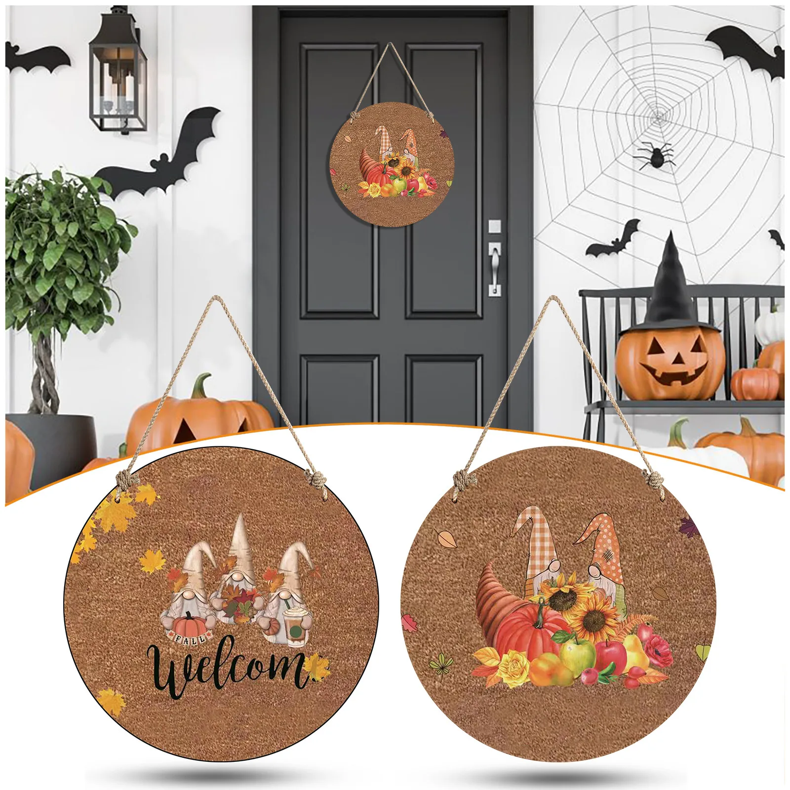 

Деревянная дверная тарелка на День Благодарения, изысканный знак приветствия, дверное украшение, товары для благодарения