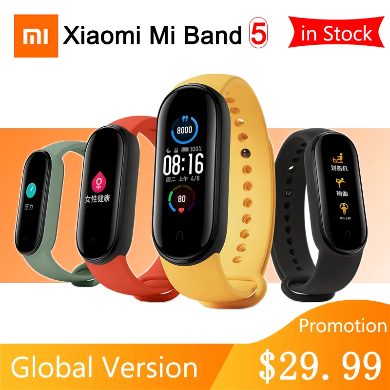 Xiaomi Mi Band 5 Смарт браслет глобальная Версия смарт Браслет фитнес трекер Bluetooth