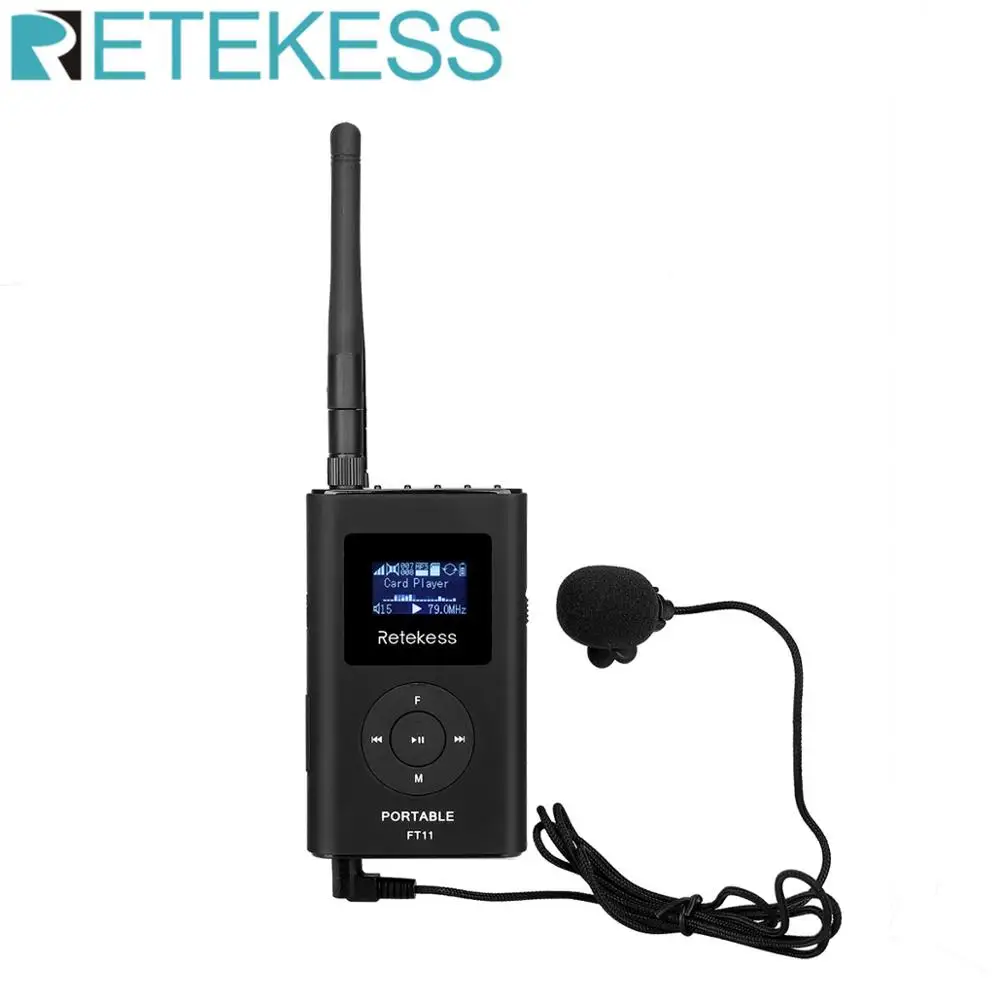 Retekess FT11 0,3 Вт fm-передатчик MP3 радио передатчик для автомобильной встречи Беспроводная система гида F9212
