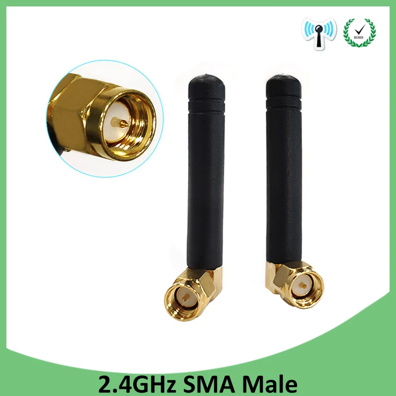 Grandwisdom 10pcs 2.4G antenna 2-3dbi sma male wlan wifi 2.4ghz antene pbx iot module router signal receiver antena high gain