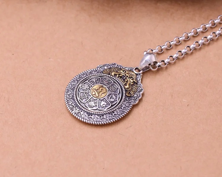 925 пробы Серебряный Vajra восемь триграммов для мужчин и женщин счастливый амулет