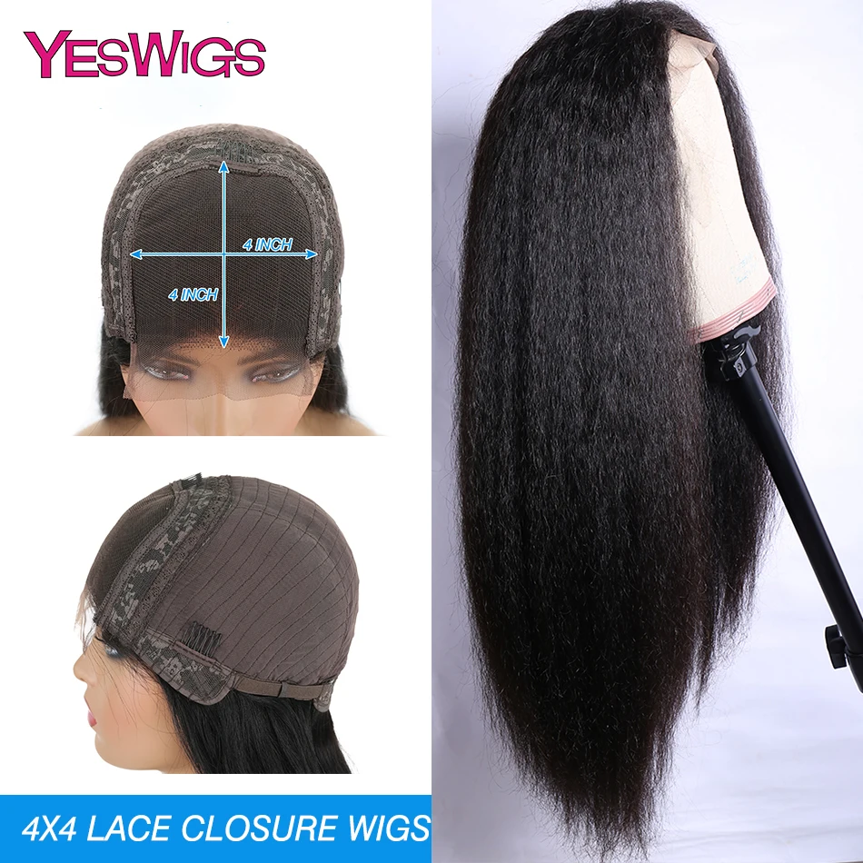 

Yeswigs 4x4 Kinky Straight Lace Closur Brazilian Human Hair For Wigs Yaki Straight Closure 100% Human Hair Trendy Beauty