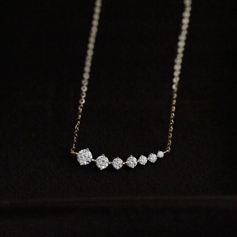 

925 Sterling Silver Plated 14K Gold Fashion Elegant Wedding Luxury Geometric Smile Shiny Zircon Necklace Jewelry for Women Gift