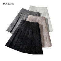 autumn winter women pleated skirt high waisted woman skirts woolen warm ladies girls short skirt harajuku female mini skirts