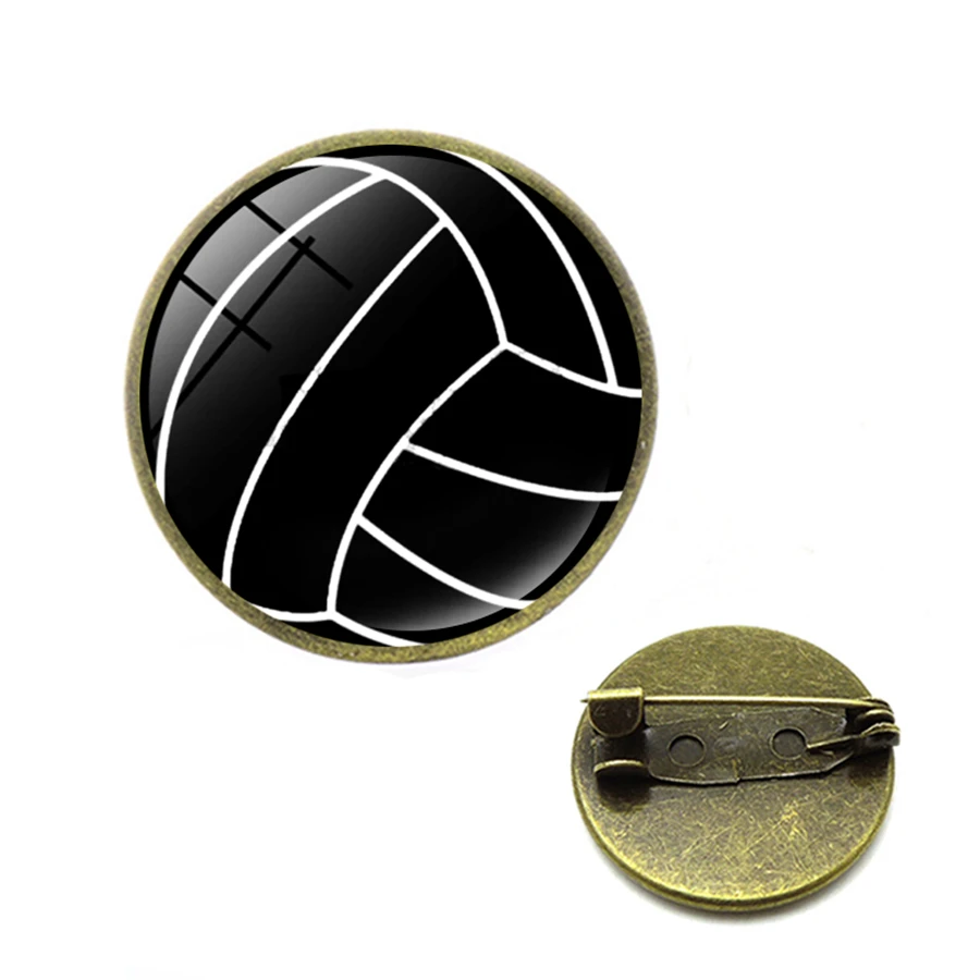Броши с надписью Volleyball ручная работа круговой спортивный волейбол нагрудные