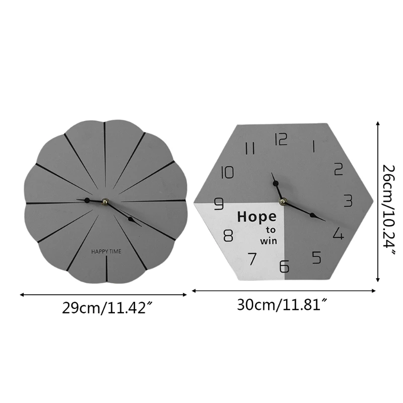 

Nordic Modern Simple Wall Clock Flower/Hexagon Shape Wood Mute Clock Home Decor 85DB