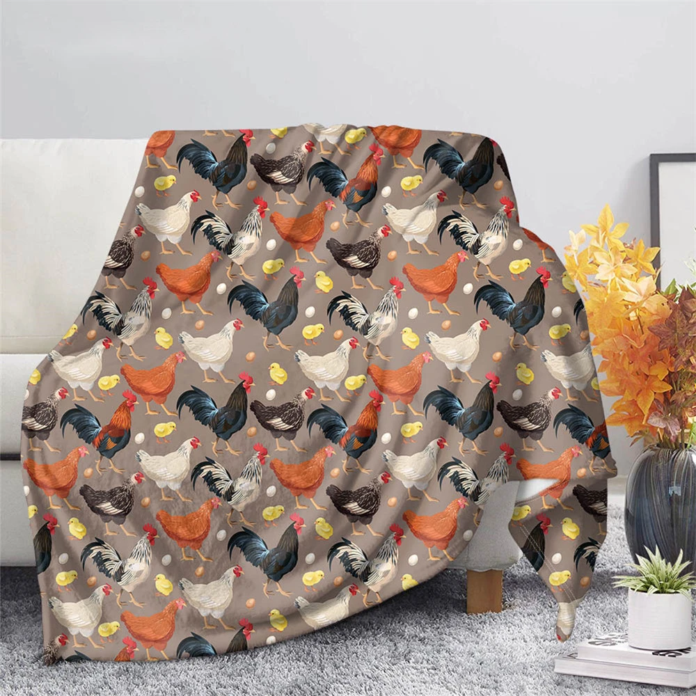 

Lustige Hahn Henne Flanell Decke Warme Schlafzimmer Tier Hahn Decke auf dem Bett Sofa Bettwäsche Reise Decke für Erwachsene Kind