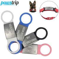 1pc pet dog tag silicone stainless steel dog id tag engraved dog collar anti lost pet nameplate tags for dog cat tensile rubber
