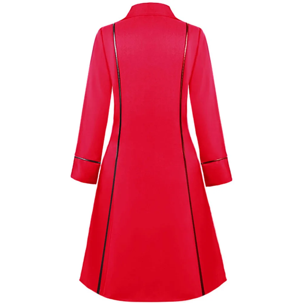 Готическое женское осеннее черное пальто в средневековом стиле с длинным