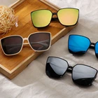 Солнцезащитные очки в стиле ретро, брендовые дизайнерские винтажные зеркальные солнечные очки кошачий глаз UV400, в пластиковой оправе, большие размеры, летние