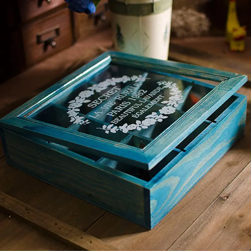 9-секционная деревянная шикарная чайная коробка с отсеками контейнер для сумок