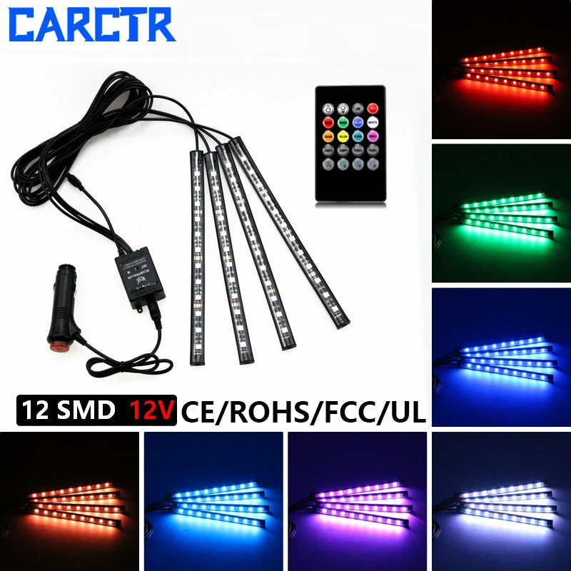 CARCTR 4 шт. 7 цветов автомобильный RGB LED светильник светодиодный s полоса
