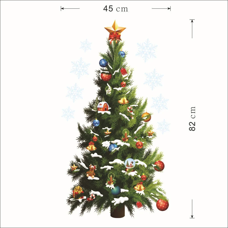 

New Year Christmas tree DIY Vinyl Wall Stickers Glass window Home Decor Art Decals creative 3D Wallpaper decorations for home