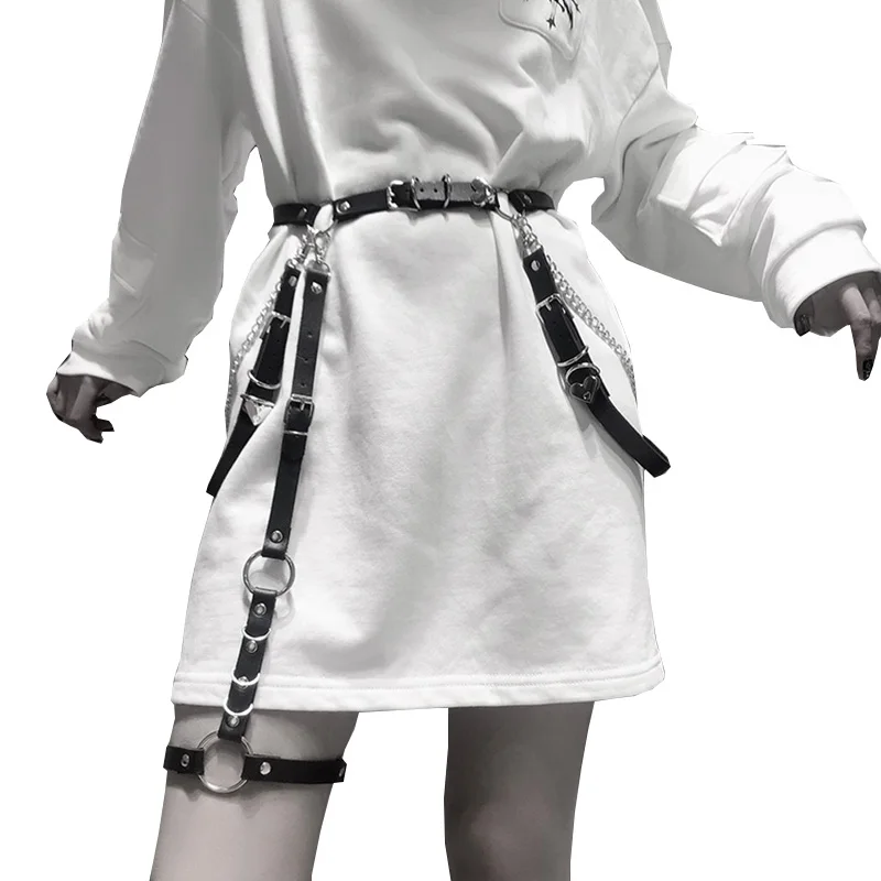 

Женский ремень из искусственной кожи с уплотнительными кольцами, подвязки, бандаж для тела, подвязки в стиле панк для секса, подвязки для но...