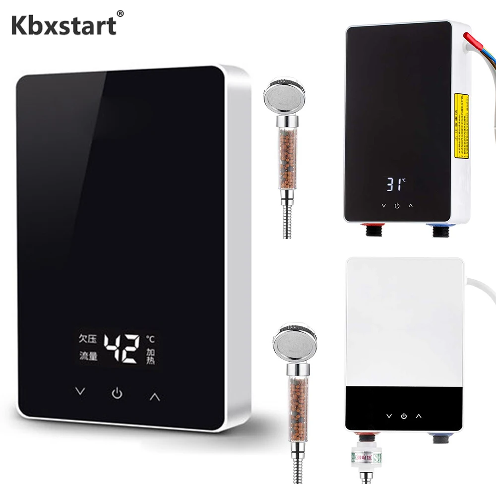 

5500W Touch Water Heater Kitchen Fast Heating Shower Watering Heaters Bathroom LED Display 220V Aluminum Casting Heating Element