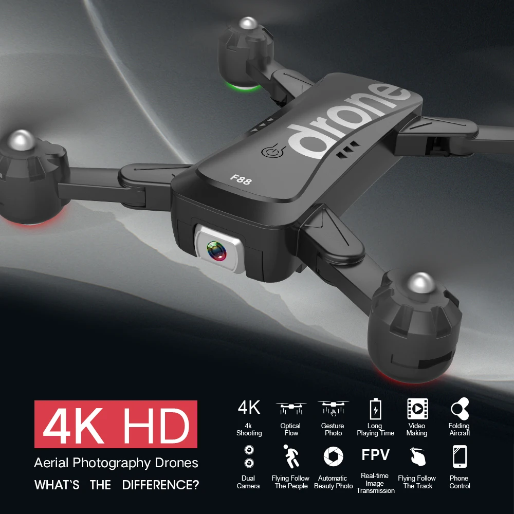

F88 1080P 4K HD Camera RC Drone Toys Mini Collapsible WIFI FPV Constant Height Camera Aerial Photography RC Quadcopter Toys Gift