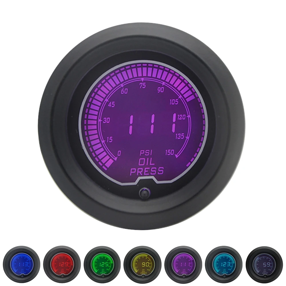 52 мм манометр PSI ЖК цифровой 7 цветной дисплей с датчиком | Автомобили и мотоциклы