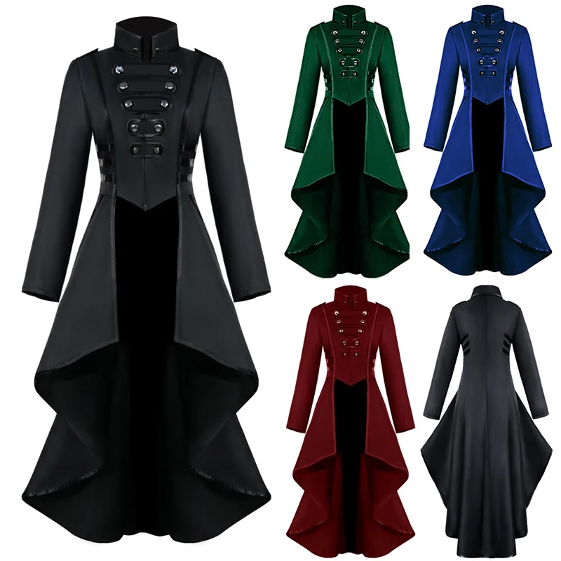 

Retro Vintage Tail coat ancient royal togae Long Coat Fashion Gothic medieval Dress Uniform Halloween Carnival Cosplay Costume