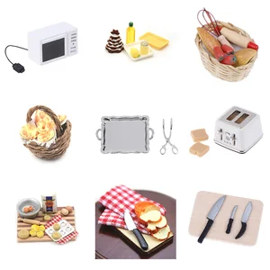 1: 12 1:6 миниатюрные весы для кукольного дома, микроволновая печь, еда, хлеб, кухонная доска, нож, разделочный блок, притворяться, играть в игрушку на кухне