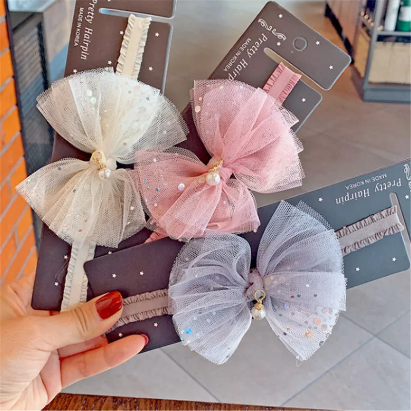 

5pcs/lot Newborn Girls Headband Kids Stars Mesh Bowknot Party Headwear Hair Bows Princess Pentagram Elastic Headband