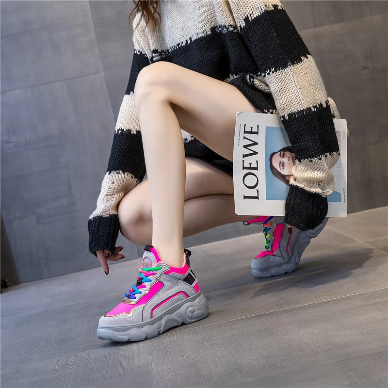 RASMEUP/новые стильные Разноцветные Женские дышащие кроссовки из натуральной кожи