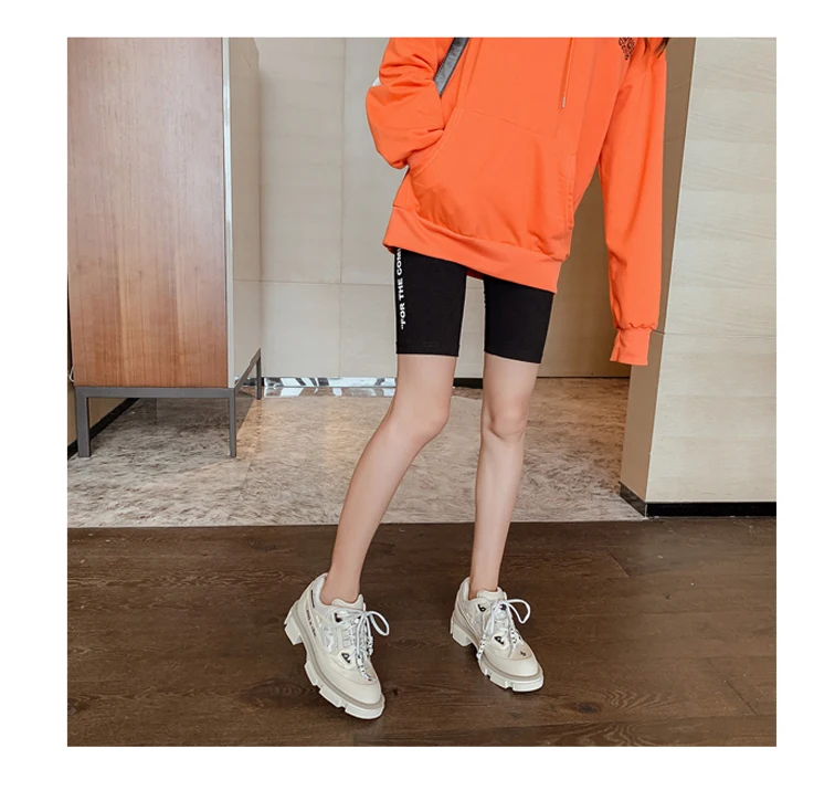 

New Arrivial British Style Lace-Up Sneakers Fashionable All Match Thick-soled Platform Casual White Stars Shoes Spring Autumn