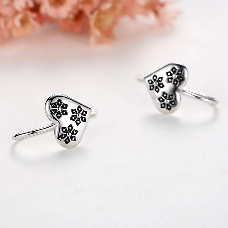 Женские серьги гвоздики TONGZHE в форме сердца из стерлингового серебра 925 пробы