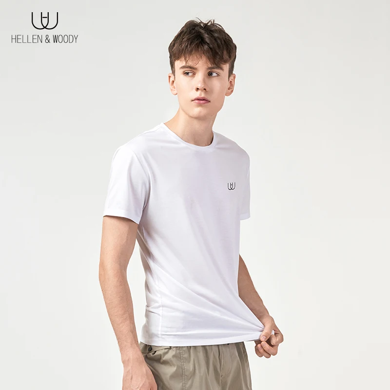 Summer White T-shirt New Mens Fashion Black and  Short-Sleeved 100% Cotton Men's Solid Color Shirt