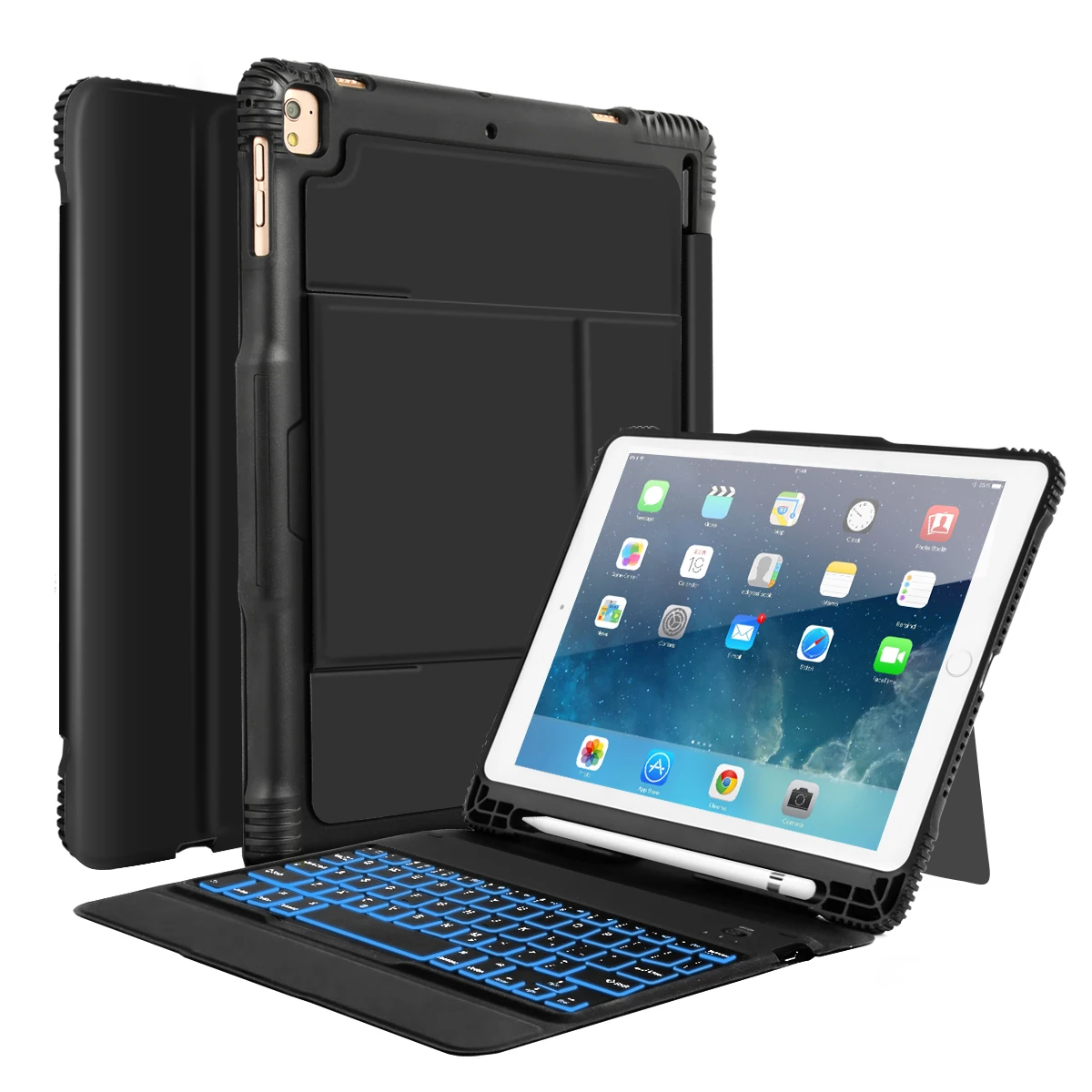 Чехол книжка из льна Bluetooth клавиатура с подсветкой для iPad Pro 9 7 &quotNew 2018 2017 Air 1 2 A1474