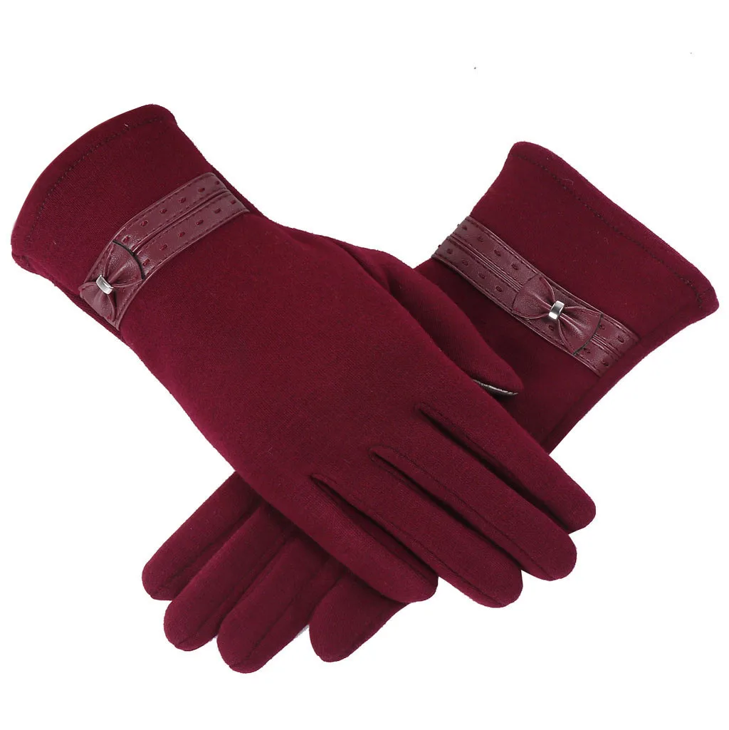 Элегантные женские шерстяные перчатки для сенсорных экранов милые варежки с