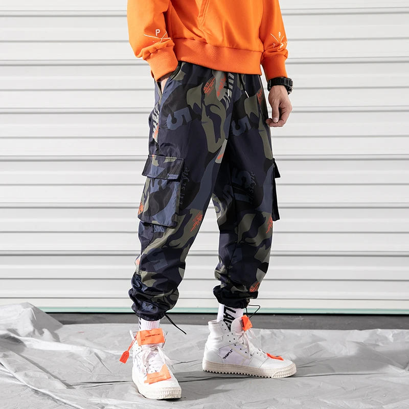 

2021 New Men Camouflage Cargo Pants Men Street Harem Pants Fitness Runners Trousers Comfortable Ankle Length Sweatpants LBZ44