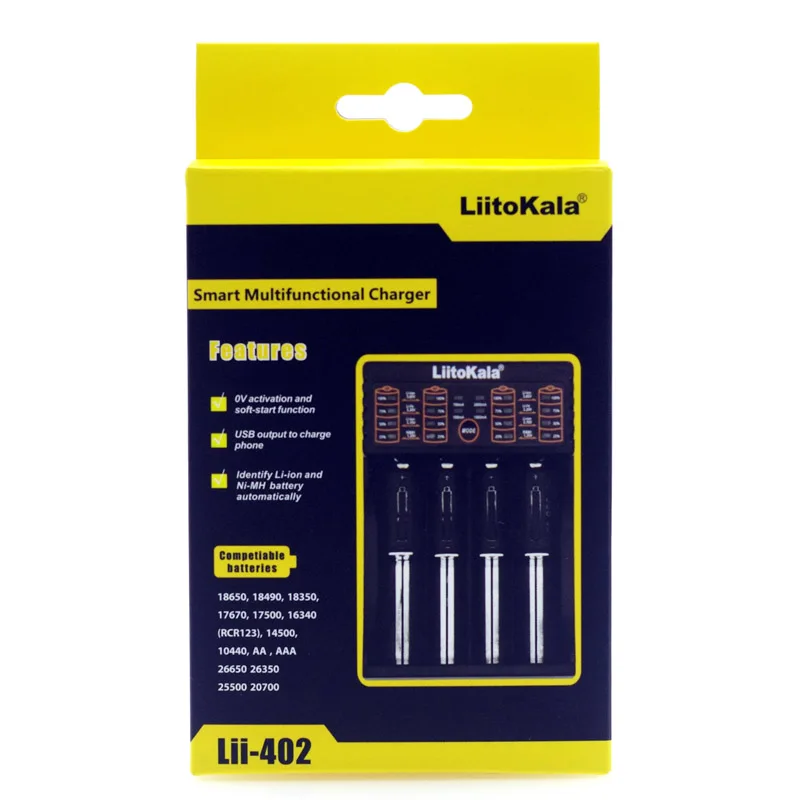 Зарядное устройство Liitokala Lii-402 18650 1 2 в 3 7 85 В AA 26650 10440 14500 16340 умное зарядное для
