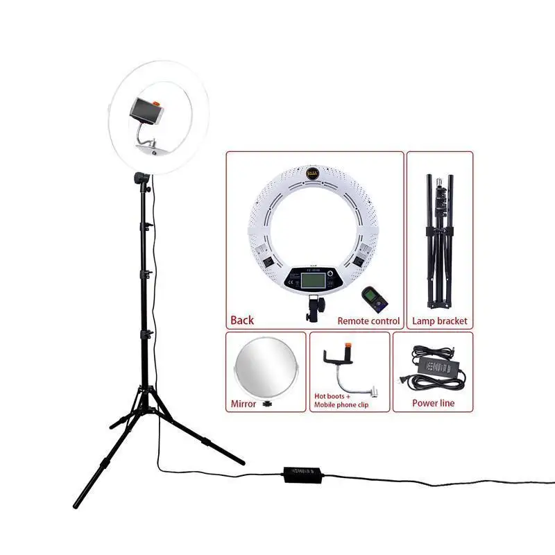 

Yidoblo White FE-480II 5500K Dimmable Camera Photo/Studio/Phone/Video 18 96W 480 LED Ring Light LED Lamp+200cm tripod +Bag Kit
