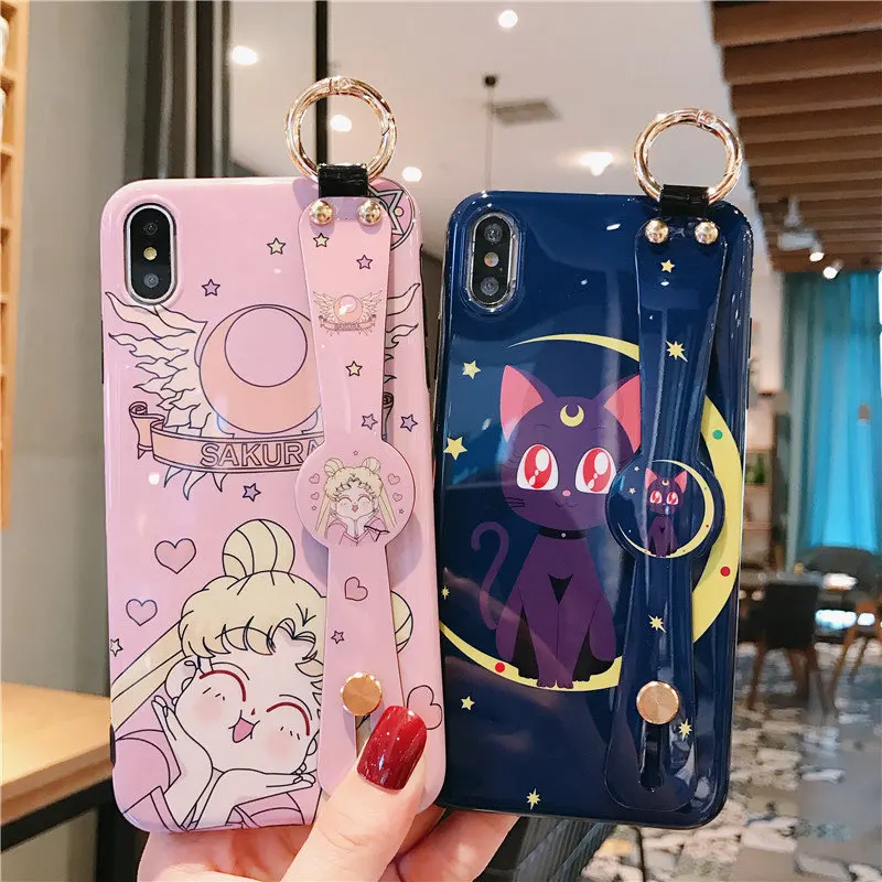 P30pro Сейлор Мун ремешок чехол мягкий чехол для мобильного телефона для huawei P30/P20 pro mate20 pro/3/4/5 V20 симпатичный держатель в виде ракушки+ платье на бретелях