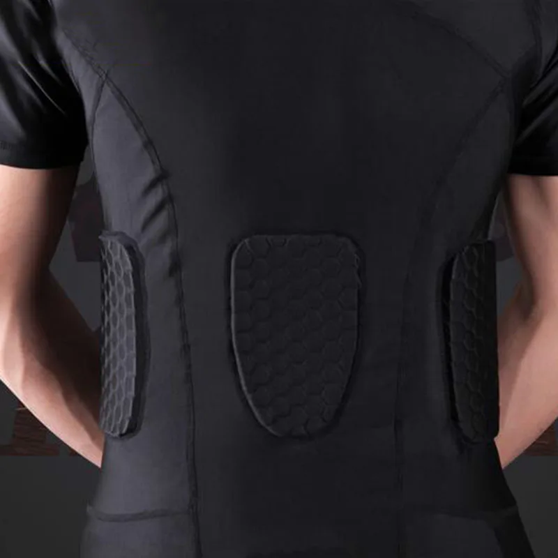 Men's Rib Protector Padded Vest Compression Shirt Training with 3-Pad for Football Soccer Basketball Hockey Protective Gear | Спорт и