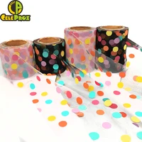 6cm 8cm 15cm rainbow dot tulle colorful spotted mesh fabric diy sewing craft hair poms bow soft glitter gauze ribbon supplies