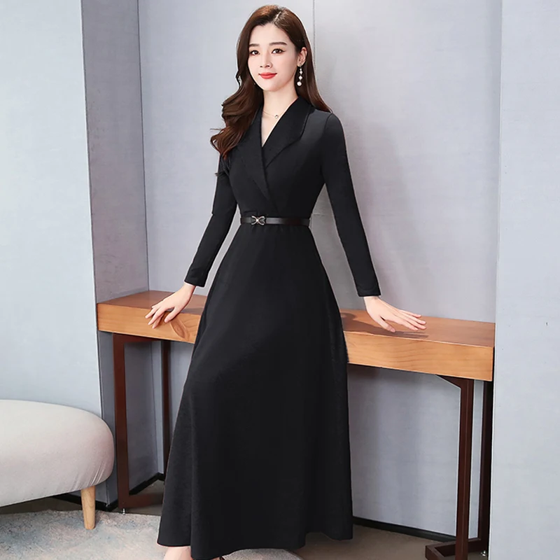 Элегантное весеннее женское красное платье черная офисная модная одежда