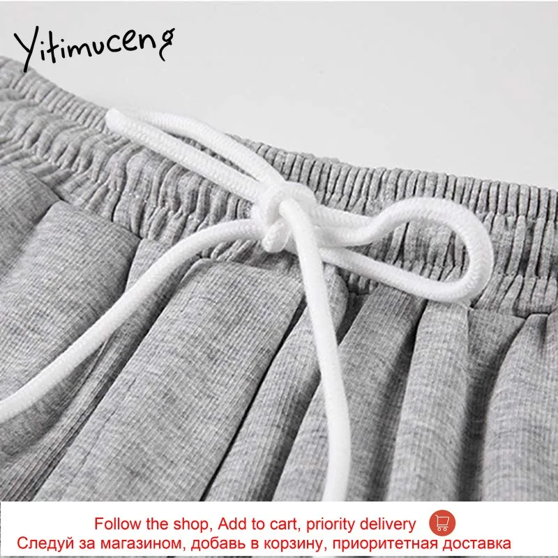 

Yitimuceng Womens Shorts Pockets Elastic Waist Casual Sports Clothes Straight Summer Unicolor White Gray Black 2021 Fashion New