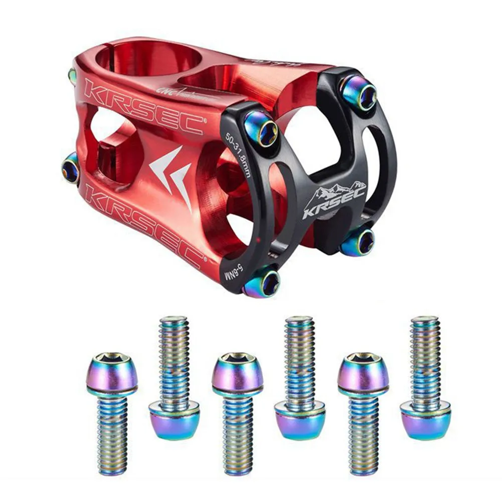 

6Pcs MTB Road Bicycle Handlebar Fixed Stem Screws M5/M6*18mm Stainless Steel Bolts Cycling Accessory For Mountain Bikes