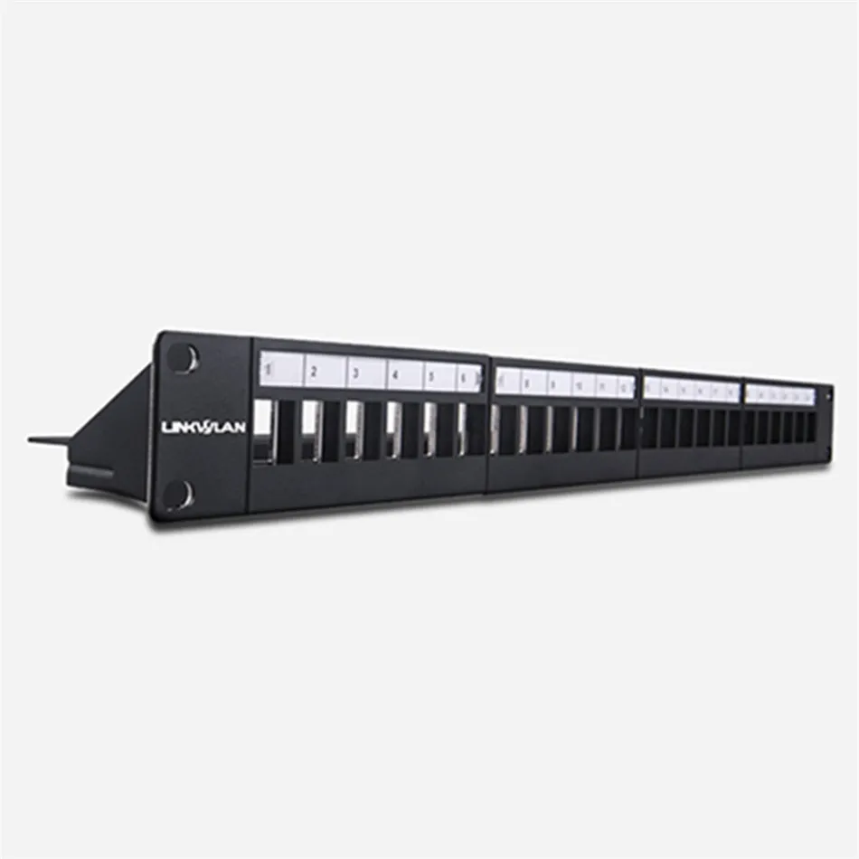 

24-Port Blank Patch Panel 19" 1U Rack Mount Incl. Cable Manager Bar For Network and Keystone Jacks Design with Label Field