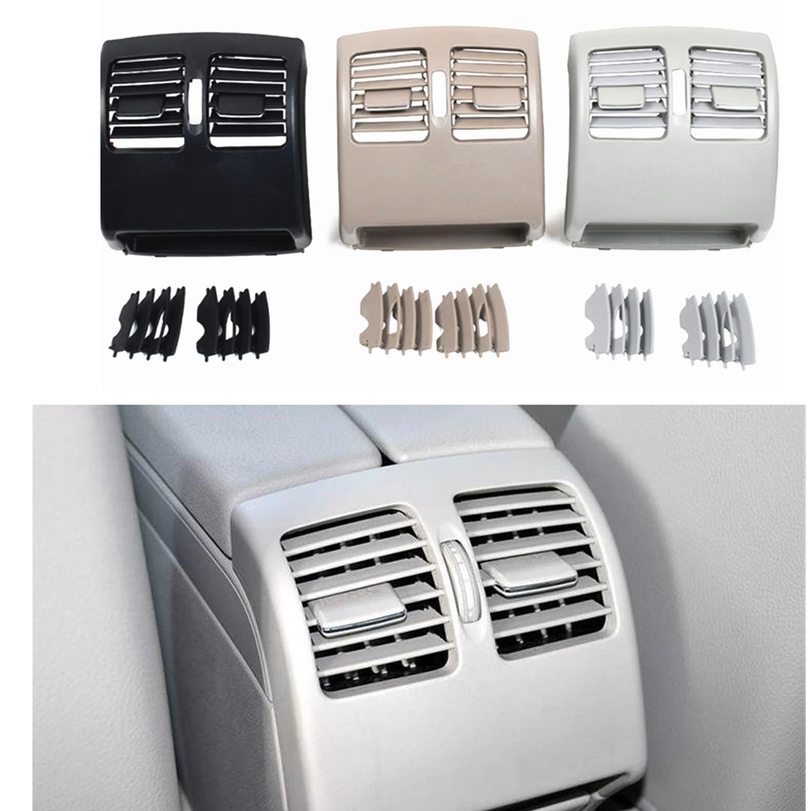 

Rear Center Console Air Outlet Vent Grille Grill For Mercedes-Benz W204 W207 2016-2020 Beige/Black/Gray Cover Back Dash Frame