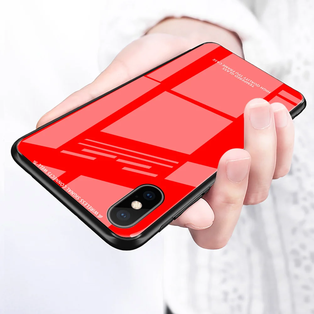 Роскошный чехол из закаленного стекла для iphone 8 plus x 7plus xs xr 7 6s чистый цвет мягкий