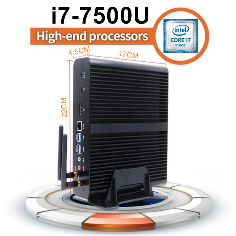 Topton новинка 7 го поколения Core i7 7500U Windows 10 безвентиляторный мини ПК 300 м Wifi