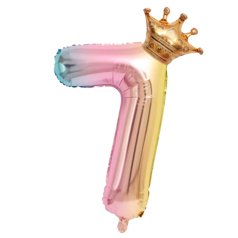 

32inch Number Crown Shape Aluminum Foil Balloons Birthday Wedding Party Decorations Party Supplies