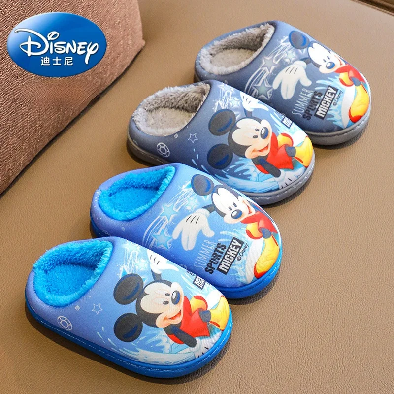 Детские хлопковые тапочки мягкие теплые домашние принцессы Анна Эльза