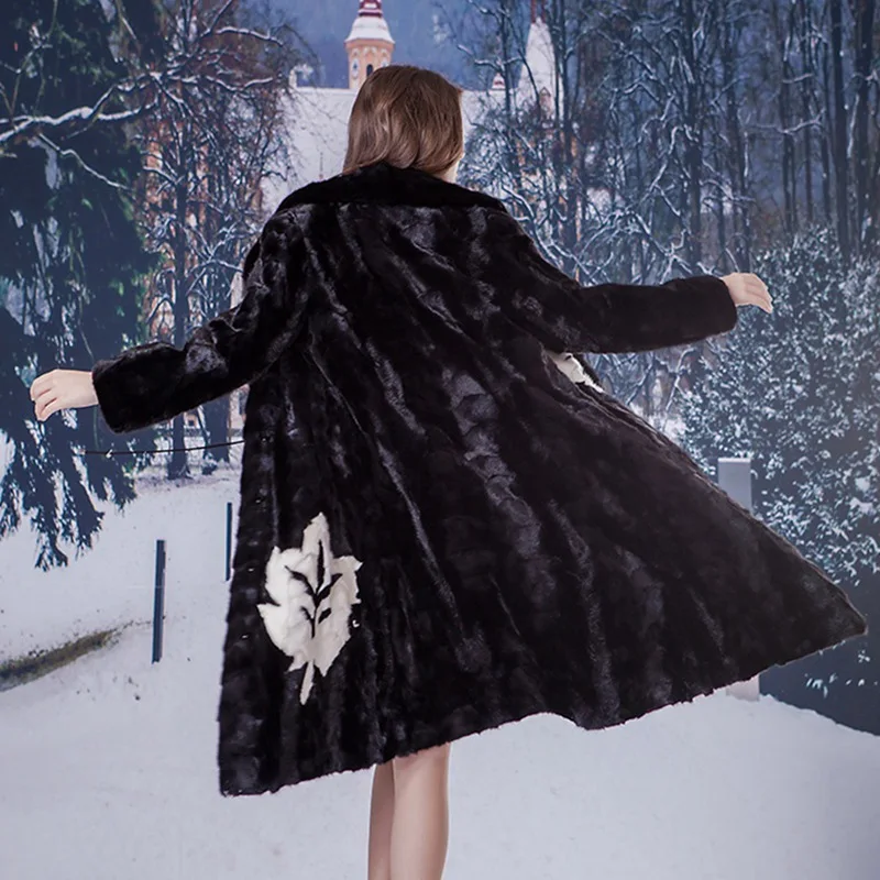 Роскошное пальто из натурального меха норки Женская осенне-зимняя верхняя