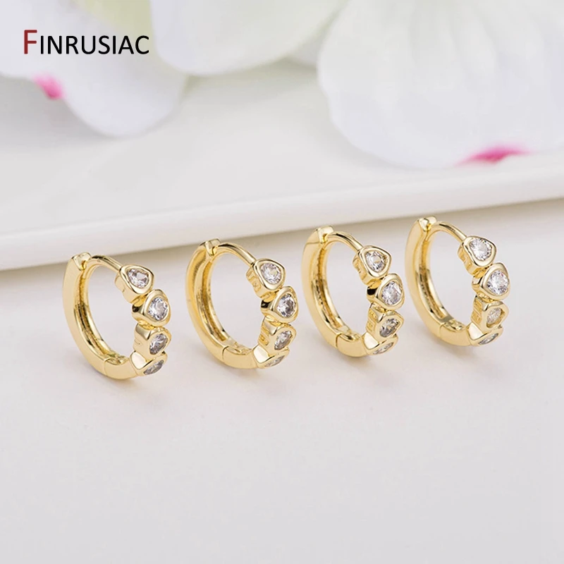 

2022 New Design Gold Plated Heart Zircon Round Hoop Earrings For Women Jewellery Wholesale