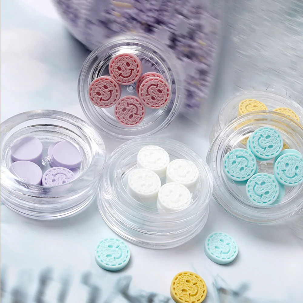 

8Pcs/Box Nail Art Rhinestones Jewelry Button Round Cute Cartoon Smile Face Design Nail Decoration Manicure Nail Accessories