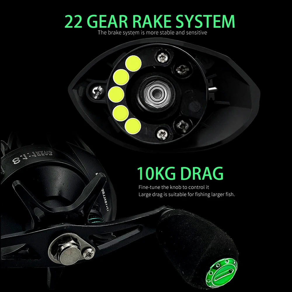

Baitcasting Reel Casting Reel 17+1BB Right /Left Handle Gear 8.2:1 Fishing Wheel Fishing Tackle 10KG Max Drag